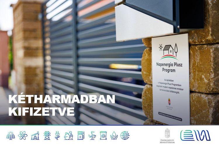 A kifizetésekben is kétharmados a Napenergia Plusz Program